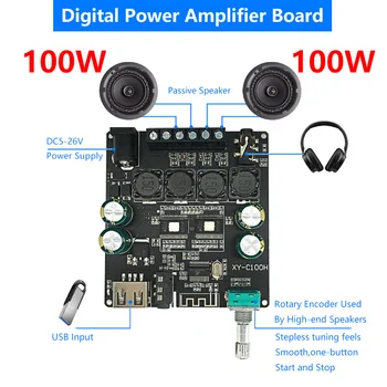 2 * 100W HIFI Sınıf Stereo Bluetooth Dijital güç amplifikatörü devre kartı modülü TPA3116 Ev Müzik Kablosuz Ses AMP APP İle