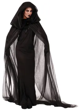 Cadılar bayramı Partisi Purim Karnaval Siyah Gotik Cadı Kostüm Kostümleri Kadınlar için Yetişkin Adulto Fantasia uzun elbise Cosplay Giyim 2