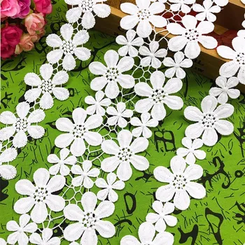 Dantel Trim Çiçek Nakış 10.5 cm 5cm Kar Tanesi Erik Süt İpek Suda Çözünür DIY Giyim Dikiş Kumaş Beyaz Siyah 1 Yard