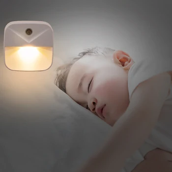 Mini Başucu LED Gece Lambası Sensörü Kontrol AB ABD Plug Gece Aydınlatma Lambası Yatak Odası Fişi Şafak Vakti Taşınabilir Gece Lambası