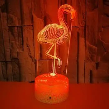 3d Flamingo lamba renkli görsel gece ışıkları USB LED dokunmatik 3D ışık Illusion yatak odası dekoru doğum günü yılbaşı hediyeleri için erkek