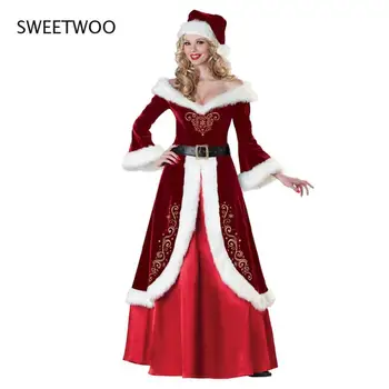 2021 Noel Noel Baba Takım Elbise Yetişkin Noel Cosplay Kostüm Kırmızı Lüks Kadife Fantezi 9 Adet Set Noel Partisi Adam Kostüm S-Xxl 5