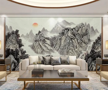 Özel Fotoğraf Duvar Kağıdı Yeni Çin Mürekkep Manzara 3D Duvar kağıdı yatak odası duvarları için Boyama Papel De Parede 2