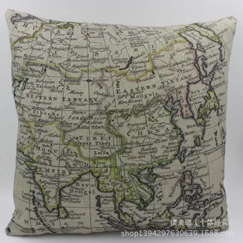 Pamuk Dünya Haritası Serisi Asya öğrenciler hatırlıyorum diyagramı artefakt Amerikan araba yastığı ofis kanepesi yastıkları