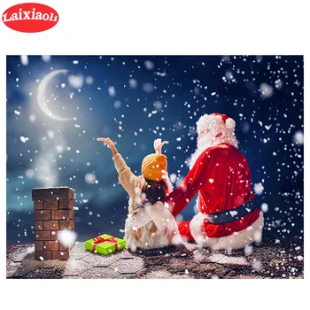 DİY elmas boyama Noel Baba ve çocuk Elmas Nakış hediye Kare Elmas Yuvarlak Elmas tam elmas MozaikDekorasyon