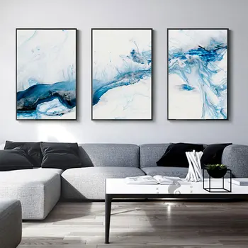 Soyut Tuval sanat posterleri Mavi Deniz Suyu Çatlak Buz Posterler ve Baskılar Duvar Resimleri ıçin Oturma Odası Yatak Odası Dekorasyon 2