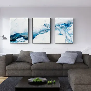 Soyut Tuval sanat posterleri Mavi Deniz Suyu Çatlak Buz Posterler ve Baskılar Duvar Resimleri ıçin Oturma Odası Yatak Odası Dekorasyon 3