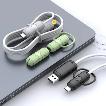 Silikon Cep Telefonu şarj aleti kablosu Koruyucu hat teli Bite USB şarj aleti Tasarrufu iPhone Android için Tip-C Tel Sarıcı Koruma