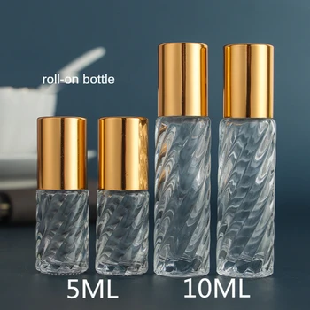 5ml 10ml rolon şişe Cam Rulo ile Altın Kapak için Mükemmel uçucu yağ Aromaterapi Karışımları Parfümler Dudak Balsamı 10 adet 1