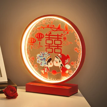 Retro Çin Tarzı Düğün masa lambaları Yaratıcı başucu yatak odası için lamba Led ışıkları Gece Lambası ev dekorasyon Gece Lambası 220V