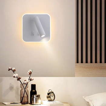 FKL Yaratıcı Duvar Lambası Spot Anahtarı İle Çok Amaçlı Ayarlanabilir Döner Okuma Yatak Odası LED Okuma Duvar Lambası 3