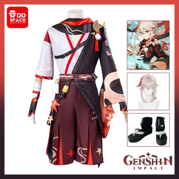 Kaedehara Kazuha cosplay Genshin darbe cosplay kostüm Peruk ayakkabı takım elbise kazuha genshin silah Cadılar Bayramı Karnaval Samurai Kostüm