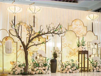 Romantik Açık Düğün Kemer Demir Geometrik Zemin Resim Ekran Tutucu Sahne Arka Plan Parti Çin Ev Dekor Süsler 0