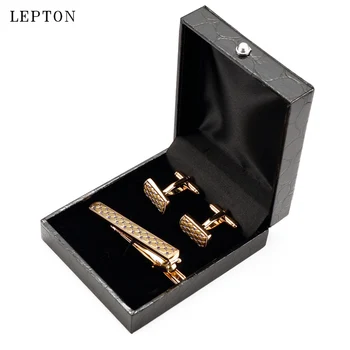 Yeni Altın Renk Kristal Kravat Klipleri Lepton Metal kravat iğnesi Erkekler için Yıldızlı gökyüzü kol düğmesi ve Kravat Klip Setleri İş Düğün 4