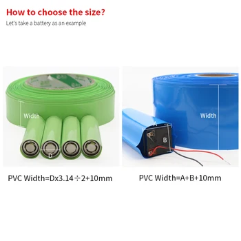 Dia 55mm PVC ısı borusu Shrink genişliği 85mm Lityum Pil 18650 Paket yalıtımlı streç film koruma çantası paketi boru 1 metre 1