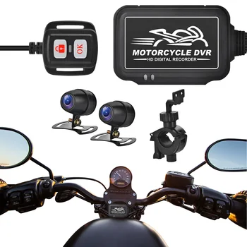 Evrensel Motosiklet Kamera 1080P HD Ön Dikiz Sürüş Kaydedici Çift Dash kamera Kaydedici Kaydedici Kutusu Motosiklet Aksesuarları