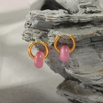 Vintage Lüks Küpe Renkli Altın Kaplama Opal Damla Küpe moda takı Edebi Kız Hediye Yeni 4