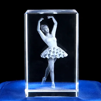 Kristal 3D Lazer Gravür bale dansçı Süsler Yaratıcı El Sanatları Balerin Cam Figürler Ev Dekorasyon Minyatür Hediyeler