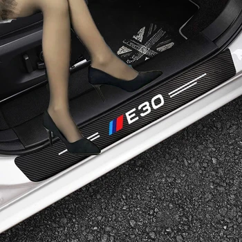 4 adet Araba Karbon Fiber Sticker Otomatik Kapı Eşiği Koruyucu Çıkartmalar BMW E30 E34 E36 E39 E46 E60 E84 E87 E90 M Güç Aksesuarları