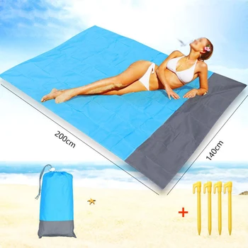 Açık plaj mat cep nem geçirmez plaj mat kumaş taşınabilir katlanır su geçirmez piknik plaj mat 0