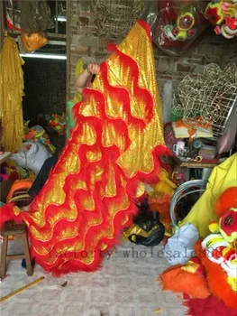 Cosplay Çin Halk sanatı Aslan Dans maskot Kostüm yün Güney Aslan sadece pelerin Reklam Karnaval Cadılar Bayramı Paskalya 120