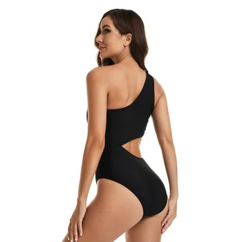 Bikini 2022 Kadın Tek parça Katı Seksi Kesme Moda kadın Mayo Bir Omuz Mikro Bikini Mayo-Bikni Swimwear Women 3