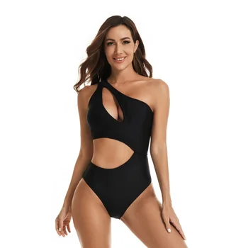 Bikini 2022 Kadın Tek parça Katı Seksi Kesme Moda kadın Mayo Bir Omuz Mikro Bikini Mayo-Bikni Swimwear Women 4