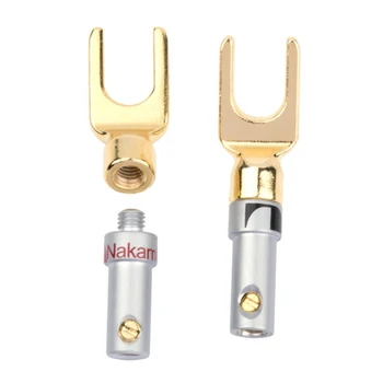 8 ADET Y Tipi Altın Kaplama Bakır Muz Fiş Hoparlör Adaptörü kablo tel Connectors1 3