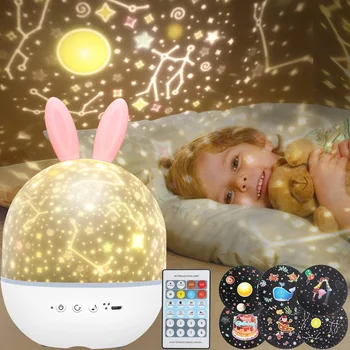 Lazer Yıldızlı Gökyüzü müzik projektör Lambası USB Şarj Edilebilir LED Döndür Yıldız Galaxy Gece Lambası Çocuklar için Bebek Hediye Ev yatak odası dekoru