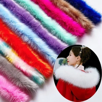 Peluş Faux Fox Kürk Şerit Bantlar Kürklü Trim Kırpma Kazak Ceket Hood Şapka Ayakkabı DIY Yumuşak Kabarık Konfeksiyon Malzemeleri 4