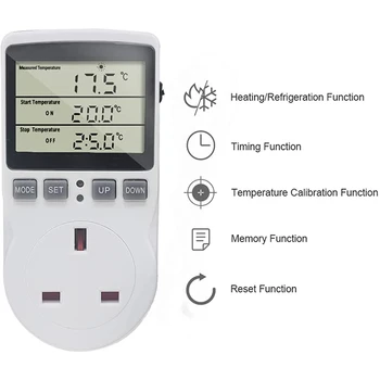 2 Adet Dijital termostat sıcaklık kumandası Priz 16A Zamanlayıcı Anahtarı Fişi Termostat Regülatörü İNGİLTERE Tak 2