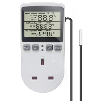 2 Adet Dijital termostat sıcaklık kumandası Priz 16A Zamanlayıcı Anahtarı Fişi Termostat Regülatörü İNGİLTERE Tak 3