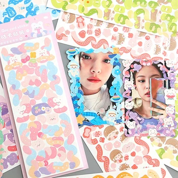 12 Yaprak Gökkuşağı Renkleri Şerit Dekoratif Sticker Scrapbooking Fotoğraf Albümleri Kolaj Malzeme Çerçeve DIY
