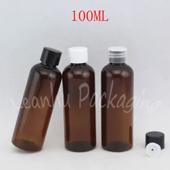 100 ML Kahverengi vidalı kapak Şişe, 100CC Şampuan / Losyon / Toner Alt şişeleme, boş Kozmetik Konteyner ( 50 Adet / grup )
