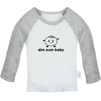 dim sum bebek-Sevimli Dimsum Bao Hamur Eğlenceli Bebek T-shirt Sevimli Erkek Kız Üstleri Bebek Uzun Kollu Tişörtleri Yenidoğan Giysileri